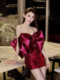 Elegant Sheath Strapless Sequin 18th Birthday Dress Short Homecoming Dresses HZ1024