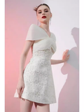 Simple A-Line Lace Short Birthday Outfits White Homecoming Dress HZ1024