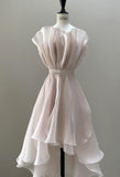 Stunning High Low Pink Short Party Dress Chiffon Homecoming Dress HZ1024