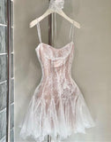Spaghetti Straps A-Line Appliques Party Homecoming Dress HZ1024