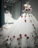 White Charro Quinceanera Dresses Floral Flowers Prom Dress Birthday Outfits HZ1024