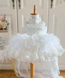 Cute Ball Gown Tulle With Train Flower Girl Dress HZ1024