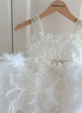 Cute Ball Gown Tulle With Train Flower Girl Dress HZ1024