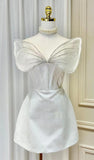 Chic A Line Short Sequin White Homecoming Dress 18th Birthday Outfits HZ1024