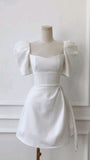 Simple A Line Short Sleeves Party Homecoming Dress Birthday Outfits HZ1024