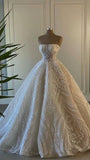 Vintage Ball Gown Strapless Sequin Long Wedding Dresses HZ1024