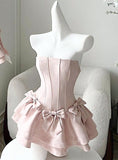 Simple Strapless Sleeveless Satin A-Line Mini Homecoming Dress HZ1024