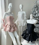 Simple Strapless Sleeveless Satin A-Line Mini Homecoming Dress HZ1024