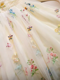 Modest A Line Straps Floral Tulle Homecoming Dress 21st Birthday Outfit With Bow HZ1024