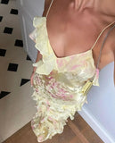 Elegant Sheath Spaghetti Straps Yellow Lace Long Prom Dresses Evening Gowns HZ1024