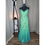 Vintage Mermaid Spaghetti Straps 90s Green Prom Dresses Evening Gowns With Beads HZ1024