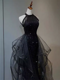 Sparkly Mermaid Sequin Black Long Prom Dress HZ1024