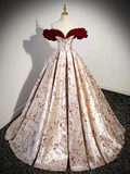 A-Line Off Shoulder Satin Champagne Long Prom Dress HZ1024