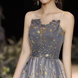 Simple A line Strapless Sequin Long Prom Dress HZ1024