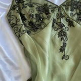 Gorgeous A Line Spaghetti Straps Green Tea Length Prom Dresses Evening Dress HZ1024